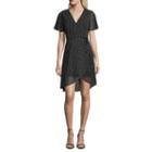 My Michelle Short Sleeve Dots Wrap Dress-juniors