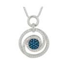 1/2 Ct. T.w. White And Color-enhanced Blue Diamond Swirl Pendant Necklace