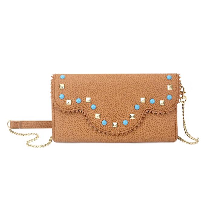Olivia Miller Lainey Turq Pyramid Studs Crossbody Bag