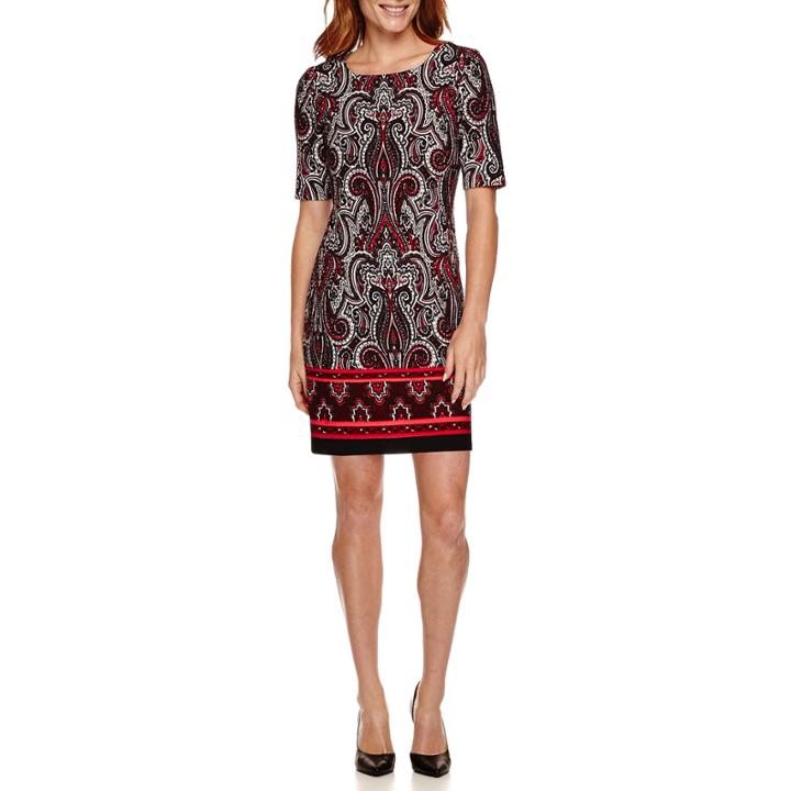 R & K Originals Short-sleeve Printed Shift Dress - Petite