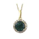 Lab-created Emerald And White Sapphire 10k Yellow Gold Halo Pendant Necklace