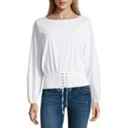Hollywould Long Sleeve Woven Blouse-juniors