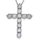 Womens 1/2 Ct. T.w. Genuine White Diamond 10k White Gold Cross Pendant Necklace