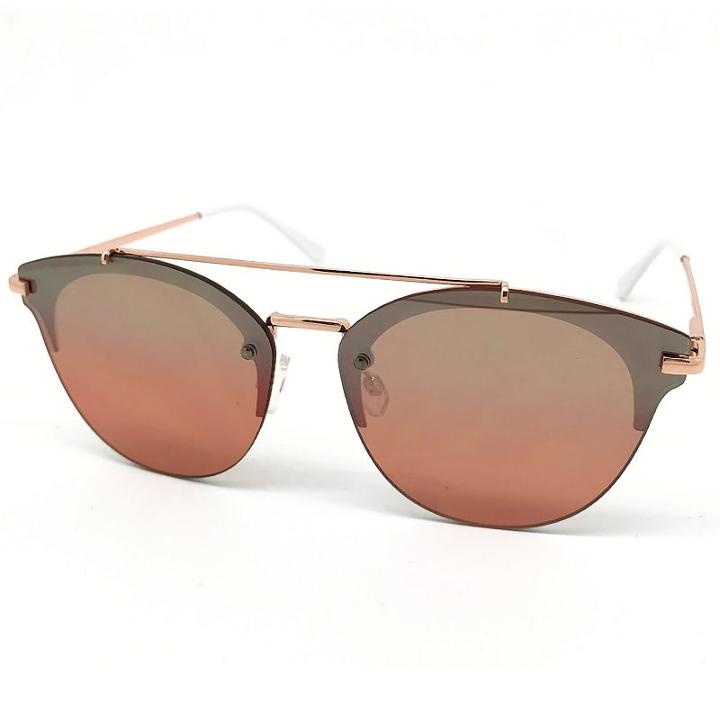 Fantas Eyes Layered Look Half Frame Cat Eye Uv Protection Sunglasses-womens
