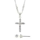 Sparkle Allure&trade; Cubic Zirconia Cross Pendant Necklace & Stud Earring Set