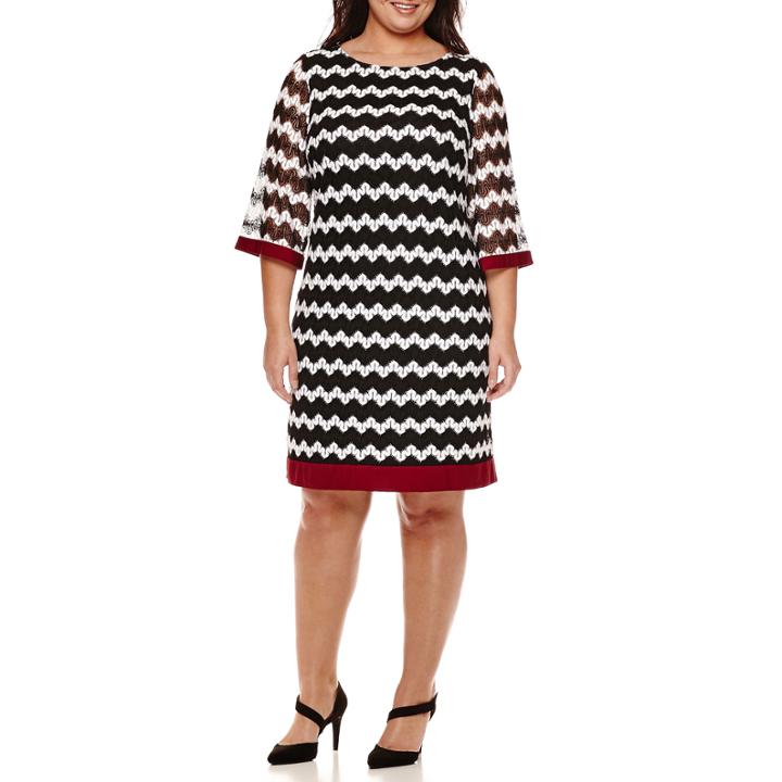 Studio One 3/4-sleeve Lace-up Sheath Dress - Plus