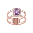 Genuine Amethyst And White Topaz Cutout Ring