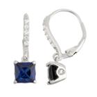 Diamond-accent Lab Created Blue & White Sapphire Sterling Silver Leverback Earring
