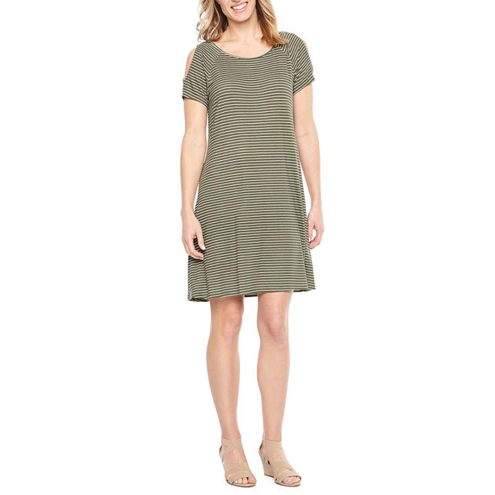 St. John's Bay Short Sleeve Stripe A-line Dress