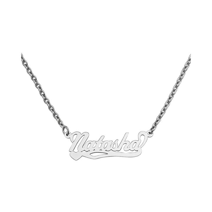 Personalized 10x31mm Heart Scroll Name Necklace