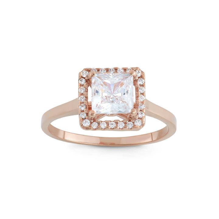 Diamonart Womens 1 1/2 Ct. T.w. Princess White Cubic Zirconia 10k Gold Engagement Ring