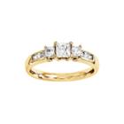 1 3/8 Ct. T.w. Diamond 14k Yellow Gold 3-stone Engagement Ring