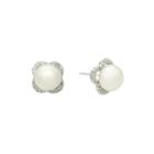 Diamonart Cultured Freshwater Pearl And Cubic Zirconia Sterling Silver Earrings