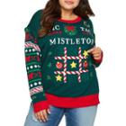Mistletoe Tic Tac Toe Game Sweater With Velcro Game Pieces-juniors Plus