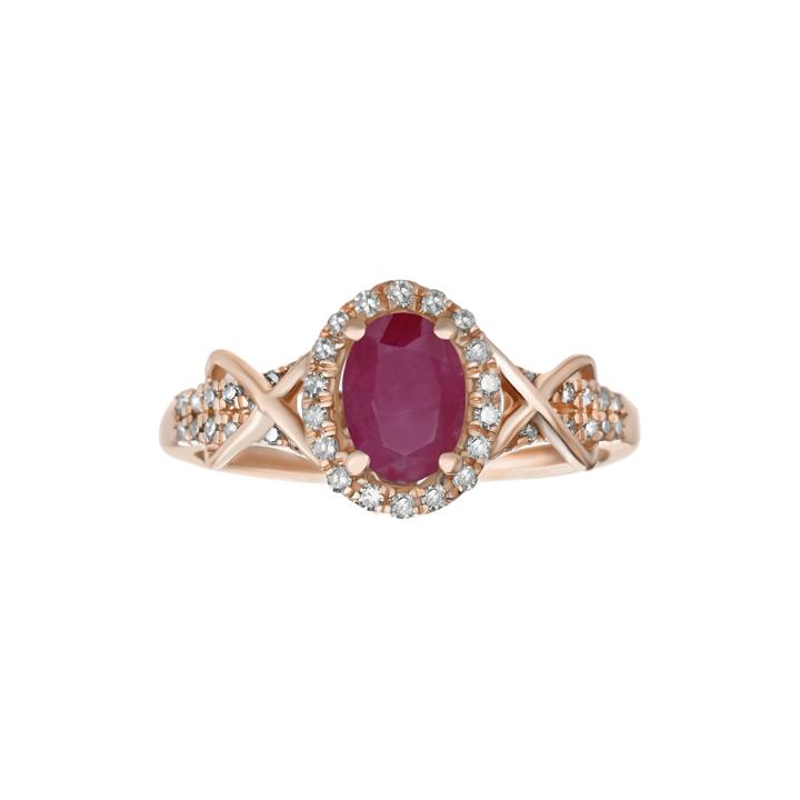1/4 Ct. T.w. Diamond And Lead Glass-filled Ruby 10k Rose Gold Ring