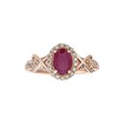 1/4 Ct. T.w. Diamond And Lead Glass-filled Ruby 10k Rose Gold Ring