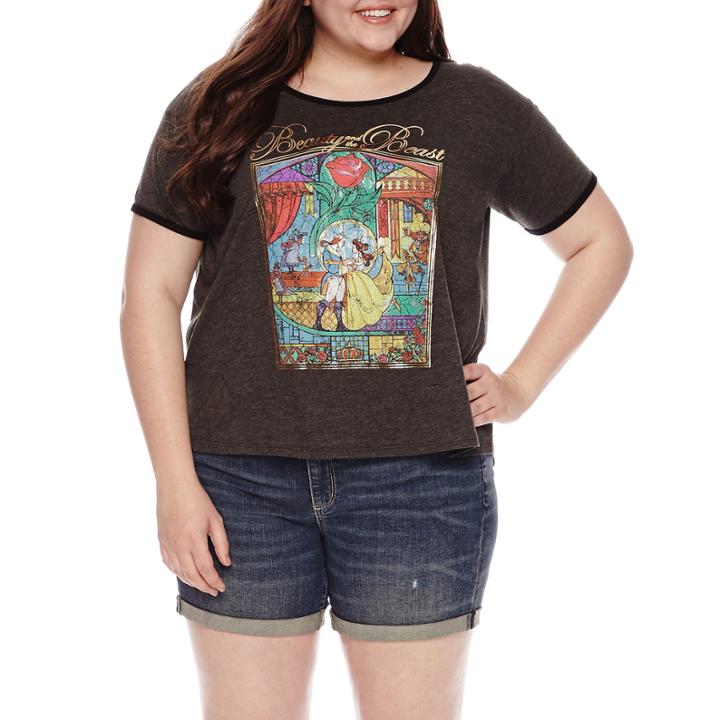 Beauty And The Beast Graphic T-shirt- Juniors Plus