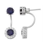Lab-created Sapphire & White Sapphire Sterling Silver Front-back Earrings