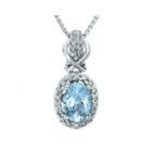 1/7 Ct. T.w. Diamond And Genuine Aquamarine 10k White Gold Drop Pendant Necklace