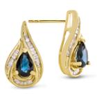 1/5 Ct. T.w. Blue Sapphire 14k Gold Drop Earrings