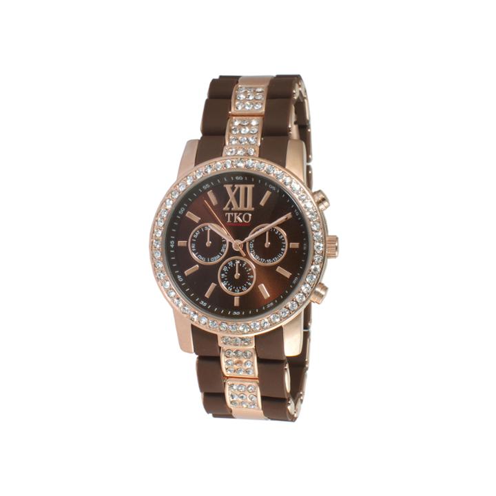 Tko Orlogi Womens Crystal-accent Brown Dial Multifunction-look Bracelet Watch