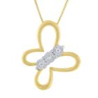 Womens Genuine White Diamond 10k Gold Pendant Necklace