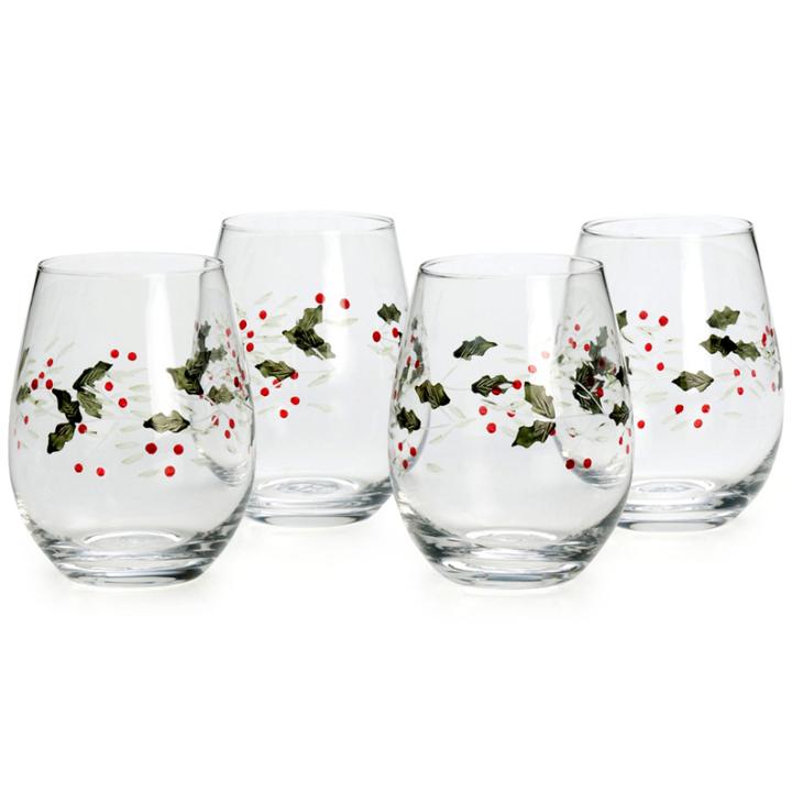 Pfaltzgraff Winterberry Set Of 4 Stemless 16-oz. Wine Glasses