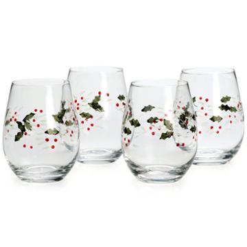 Pfaltzgraff Winterberry Set Of 4 Stemless 16-oz. Wine Glasses