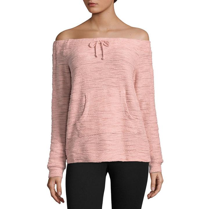 Flirtitude Off The Shoulder Sweatshirt - Juniors