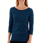 Stylus&trade; 3/4-sleeve Striped Boatneck T-shirt - Tall