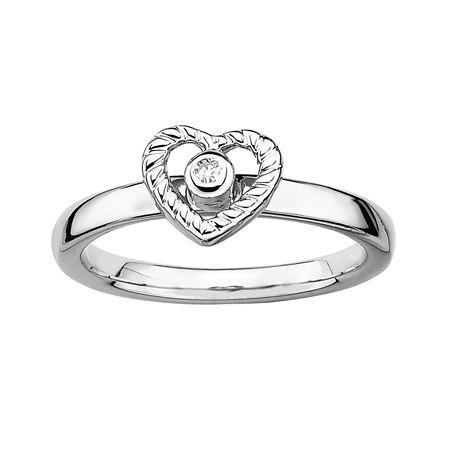 Personally Stackable Diamond-accent Heart Ring