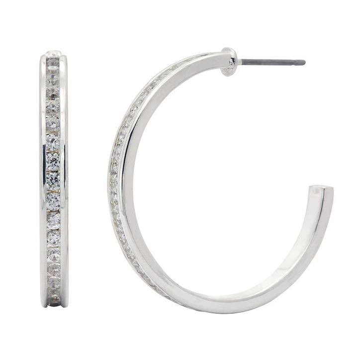 Sparkle Allure Sparkle Allure 1 3/4 Ct. T.w. Clear 28mm Hoop Earrings