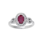 Lead Glass-filled Ruby And 1/3 Ct. T.w. Diamond 10k White Gold Oval Halo Ring