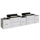88.5-in. W Wall Mount White Vanity Set For 3h4-in. Drilling Black Galaxy Top Biscuit Um Sink
