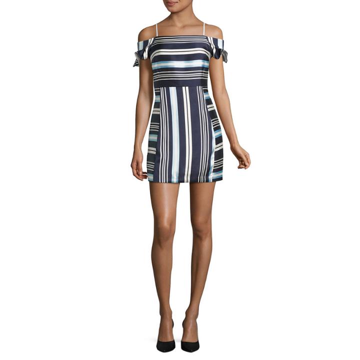Renn Off Shoulder Stripe Dress