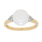 Womens White Pearl 14k Gold Cocktail Ring