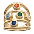 Personalized Womens Multi Color Crystal 18k Gold Over Silver Cocktail Ring