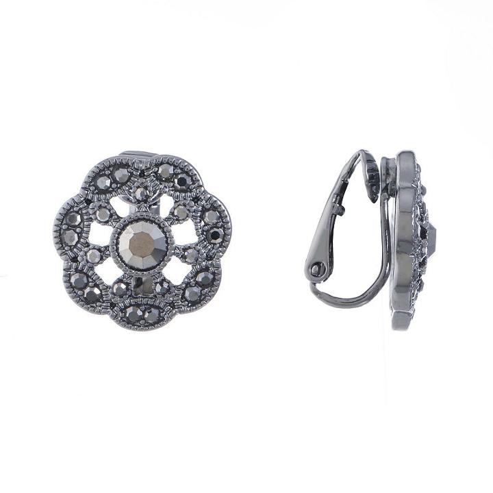 Liz Claiborne Gray Round Clip On Earrings