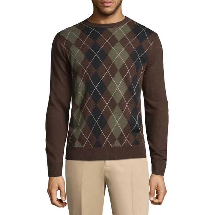 Dockers Crew Neck Long Sleeve Acrylic Pullover Sweater