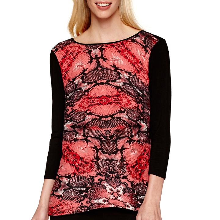 I Jeans By Buffalo Print Long-sleeve Top
