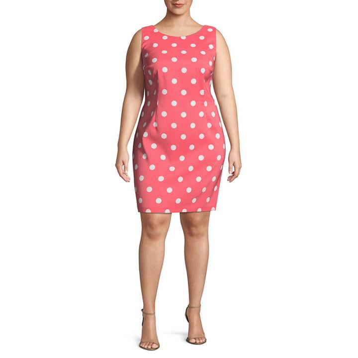 R & K Originals Sleeveless Polka Dot Sheath Dress-plus