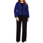 Isabella Long-sleeve Geo Zip-front Pant Suit Set - Plus