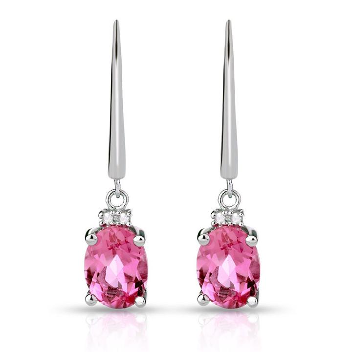 Diamond Accent Lab Created Red Ruby Drop Earrings