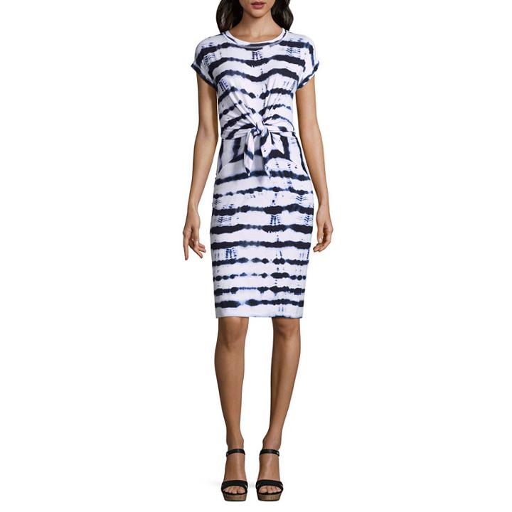 Liz Claiborne Short Sleeve Tie Front A-line Dress