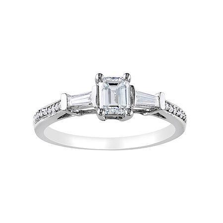3/4 Ct. T.w. Emerald-cut Diamond Bridal Ring In 14k White Gold