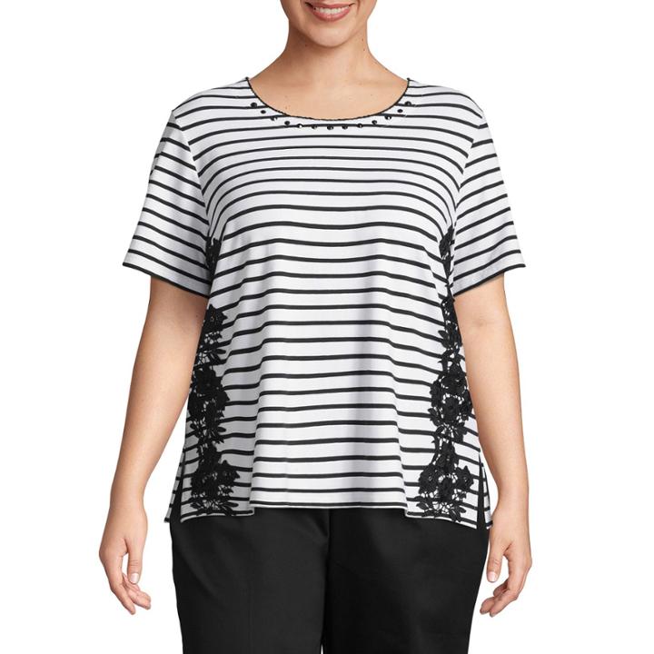 Alfred Dunner In The Limelight Stripe Applique T-shirt- Plus