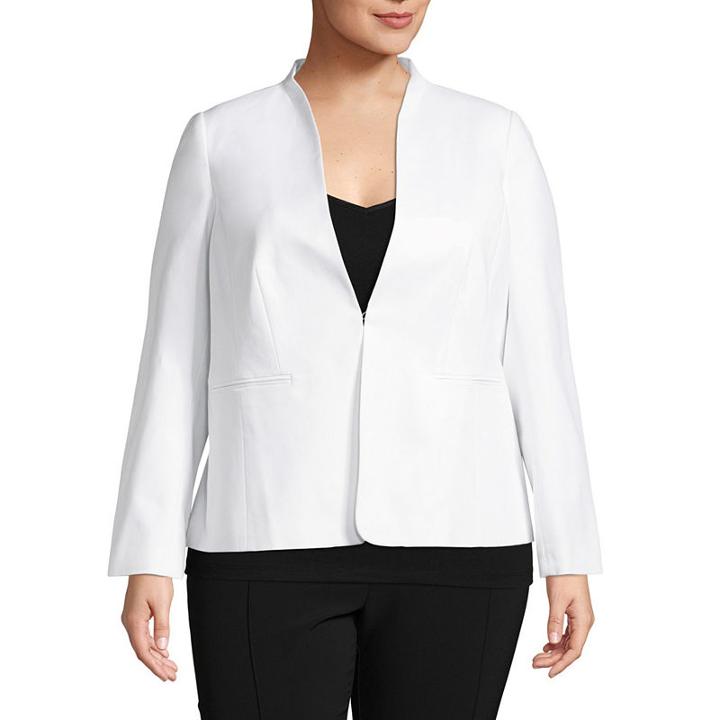 Liz Claiborne Long Sleeve Collarless Suiting Jacket- Plus