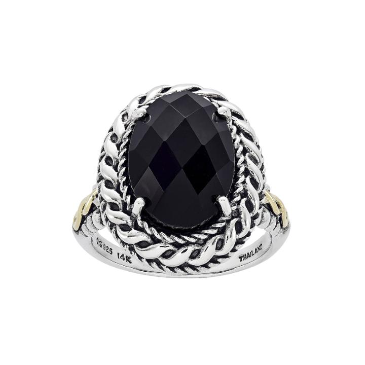 Shey Couture Sterling Silver And 14k Gold Genuine Onyx Ring