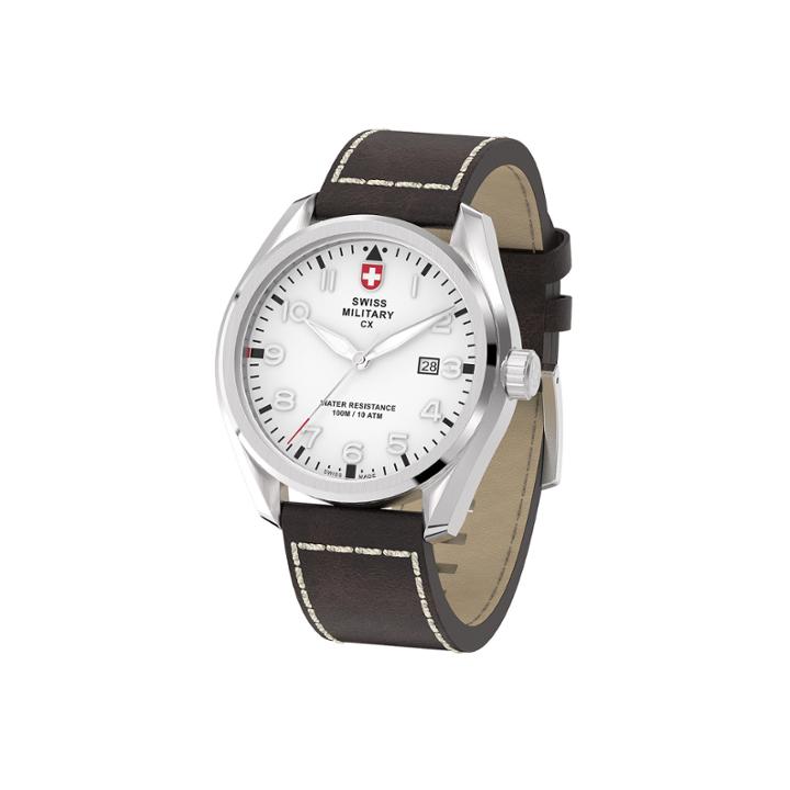 Swiss Military By Charmex Pilot Mens Brown Strap Watch-78333 11 C