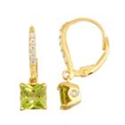 Genuine Peridot & Diamond Accent 14k Gold Over Silver Earrings